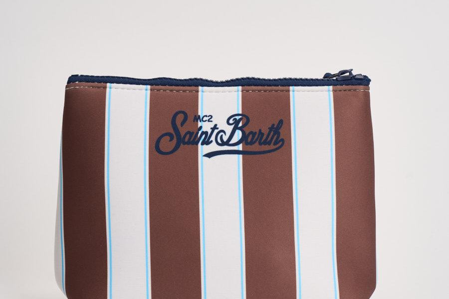 Pochette donna Aline a righe marrone e bianca ALINE 07718L MC2 SAINT BARTH 