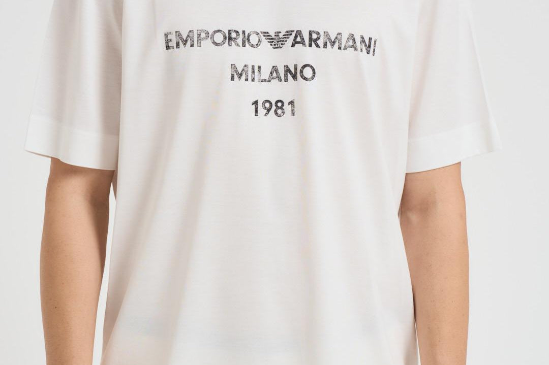 T-shirt con stampa logo effetto vintage bianca EM003466 AF10761U0003 EMPORIO ARMANI 