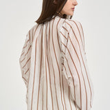 Camicia donna a righe marroni Y6SK60 RG105 SEMICOUTURE 