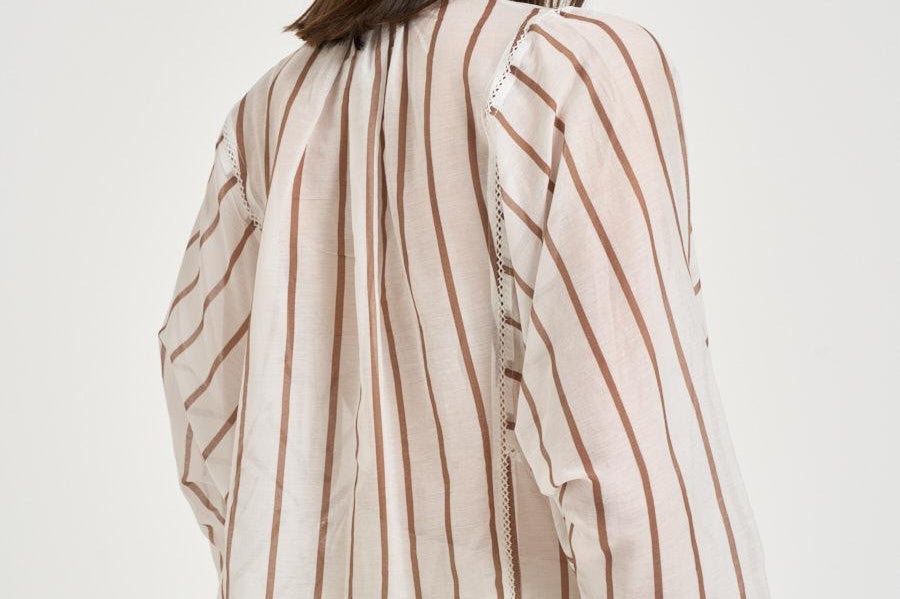 Camicia donna a righe marroni Y6SK60 RG105 SEMICOUTURE 