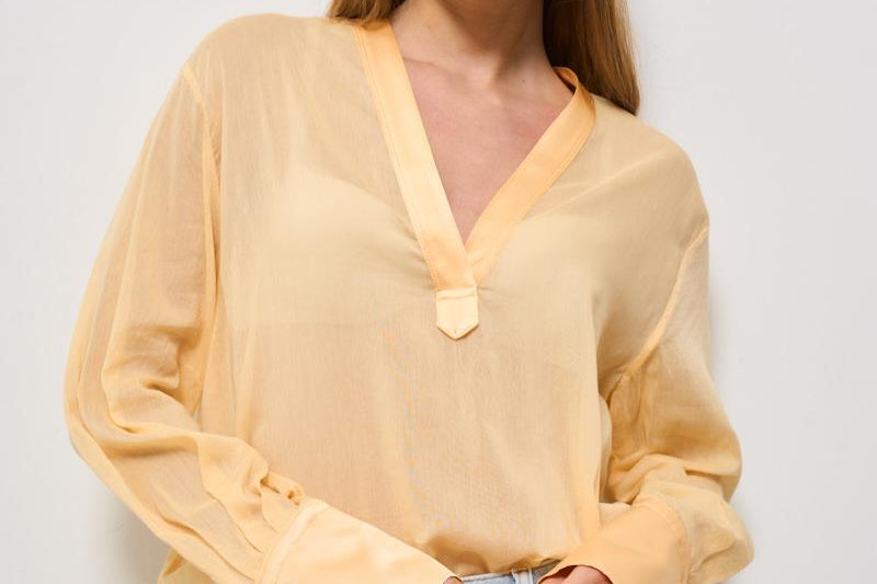 Camicia donna arancione semitrasparente 13894 SOLE FORTE FORTE 