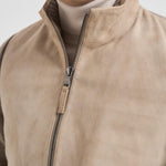 Giubbotto uomo in camoscio e tessuto beige FRANCIS KNIT 505 THE JACK LEATHERS 