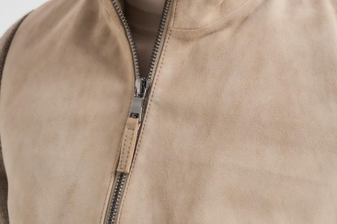 Giubbotto uomo in camoscio e tessuto beige FRANCIS KNIT 505 THE JACK LEATHERS 