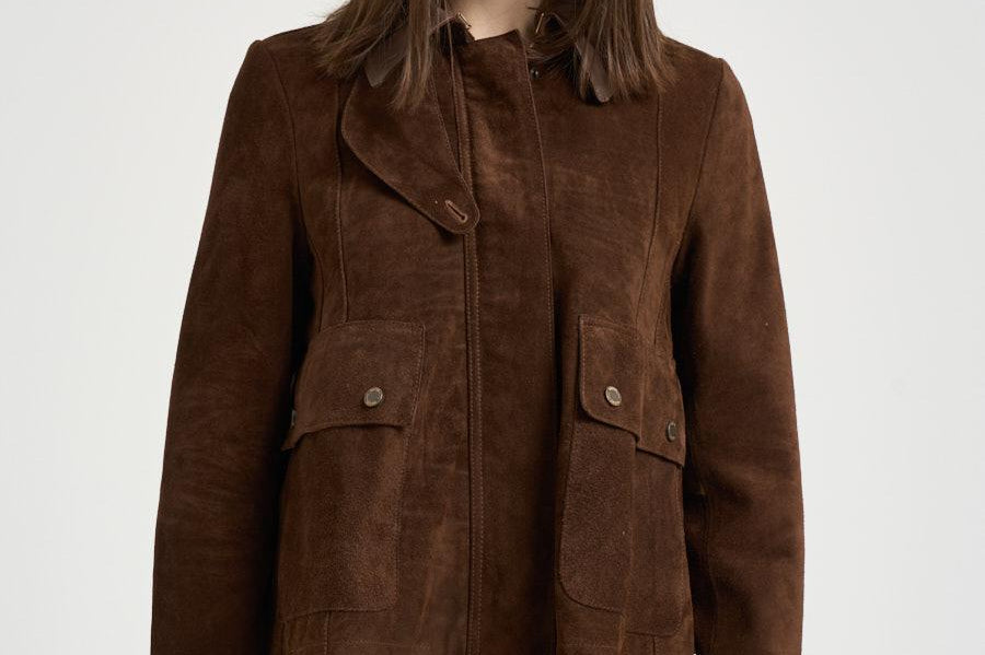 Giacca donna in suede marrone S1180 306 BAZAR DELUXE 