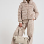 Piumino donna in eco pelliccia beige PI001935D 1985 HERNO 