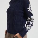 Maglia donna a trecce blu ADLER NORDIC61 MC2 SAINT BARTH 