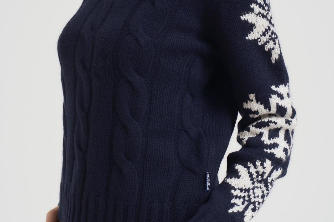 Maglia donna a trecce blu ADLER NORDIC61 MC2 SAINT BARTH 