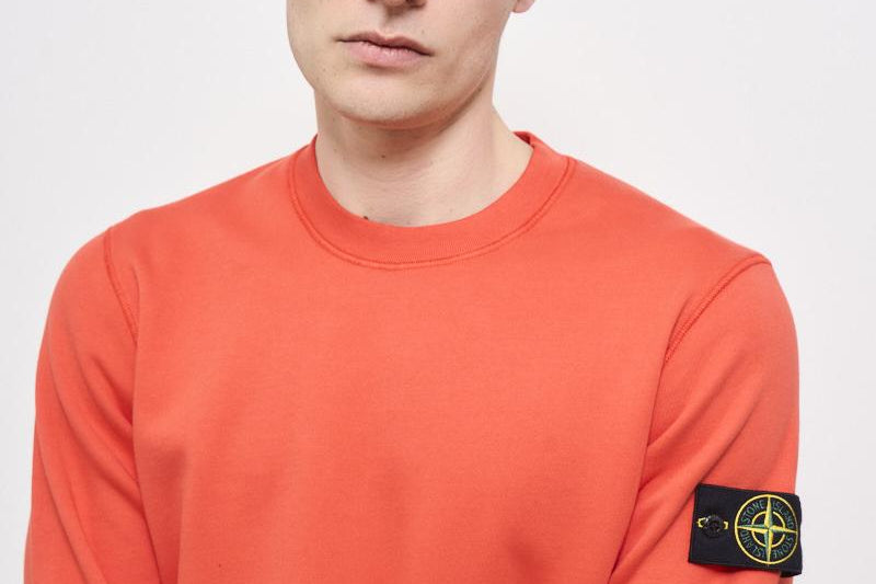 Felpa uomo girocollo arancione 6100044 S0051V008A STONE ISLAND 