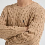 Maglia uomo a treccia cammello 710775885 014 RALPH LAUREN 