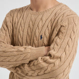 Maglia uomo a treccia cammello 710775885 014 RALPH LAUREN 