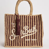 Borsa donna Colette in rafia a righe beige e moro COLETTERAFFIA 00406L MC2 SAINT BARTH 