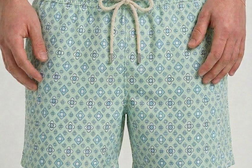 Costume uomo stampa geometrica verde acqua JOYFULLT 55 MC2 SAINT BARTH 
