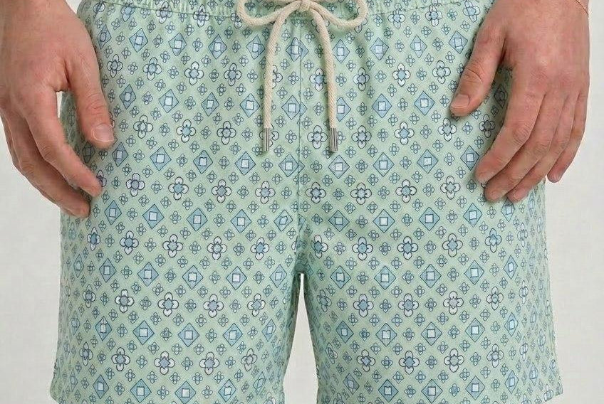 Costume uomo stampa geometrica verde acqua JOYFULLT 55 MC2 SAINT BARTH 