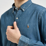 Camicia uomo in denim scuro 710548539 001 RALPH LAUREN 