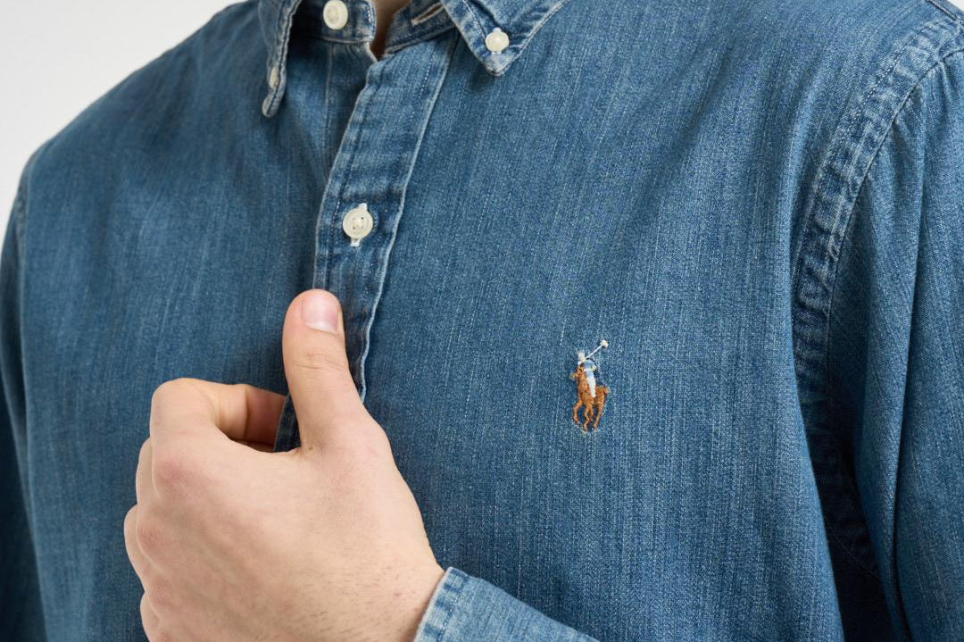 Camicia uomo in denim scuro 710548539 001 RALPH LAUREN 