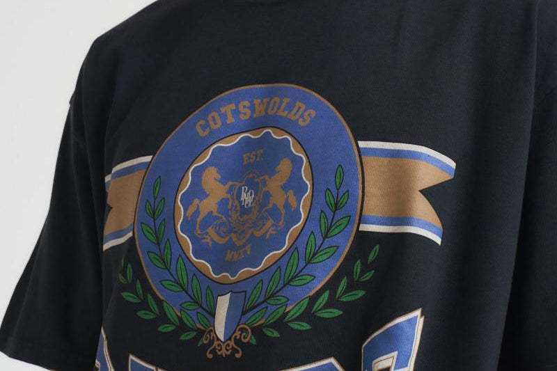 T-shirt uomo girocollo nera con stampa blu TT06012 VINTAGEBLACK0027 RHUDE 