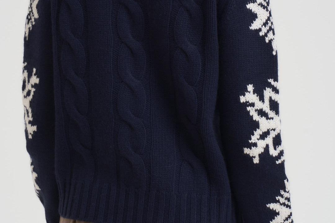 Maglia donna a trecce blu ADLER NORDIC61 MC2 SAINT BARTH 