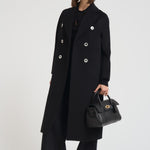 Cappotto lungo donna doppiopetto nero MYRNA DEBORA21 ACCADEMIE TESSILI 