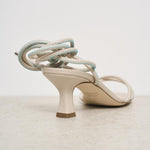 Sandalo donna beige con impunture verdi GIOIA MILK 3JUIN 