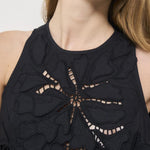 Top donna in popeline nero ricamato 13606 NERO8012 FORTE FORTE 