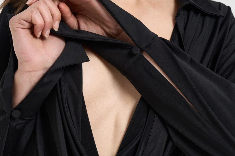 Abito donna corto nero con scollo profondo TM190107B BLACK THE ANDAMANE 