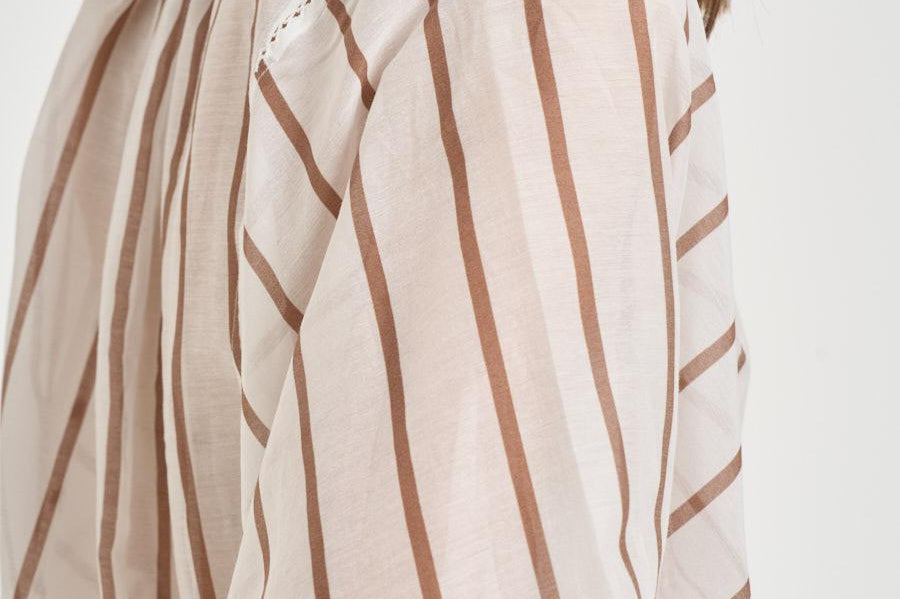 Camicia donna a righe marroni Y6SK60 RG105 SEMICOUTURE 