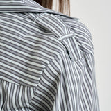 Camicia donna incrociata a righe bianca e grigia LACE MUL5726S IRO 