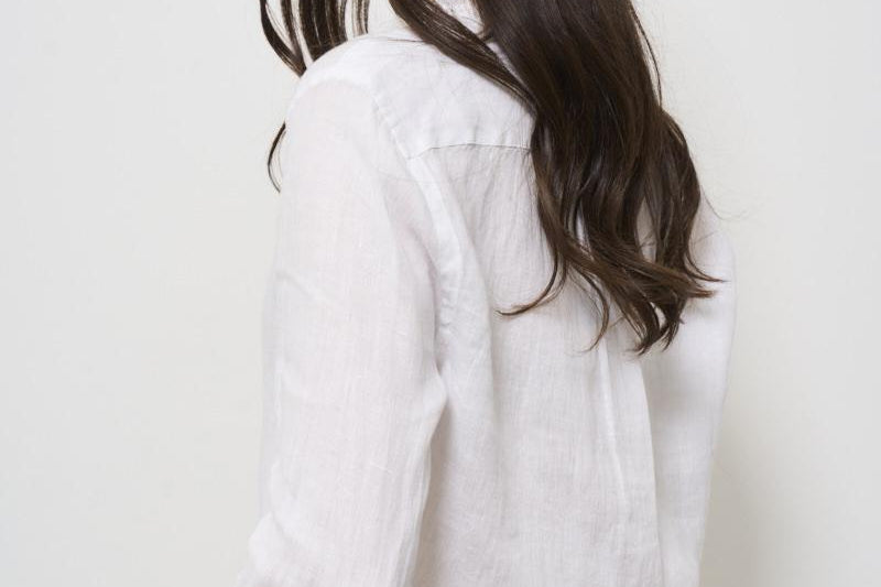Camicia donna in lino bianco ottico 211970730 001 RALPH LAUREN 