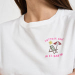 T-shirt donna girocollo bianca con ricamo EMILIE 03739L MC2 SAINT BARTH 