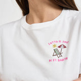 T-shirt donna girocollo bianca con ricamo EMILIE 03739L MC2 SAINT BARTH 