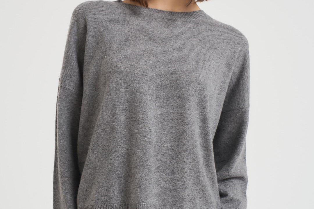 Maglia donna girocollo grigio KAIRA DARKHEATHERWAY ABSOLUT CASHMERE. 