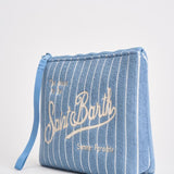 Pochette donna Aline in spugna a righe celeste ALINESPONGE 07447L MC2 SAINT BARTH 