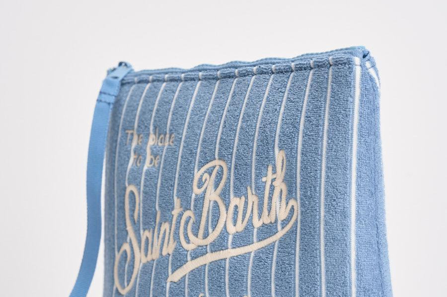 Pochette donna Aline in spugna a righe celeste ALINESPONGE 07447L MC2 SAINT BARTH 