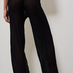 Pantalone donna semitrasparente a costine nero 105150 A2LSZ99 PINKO 
