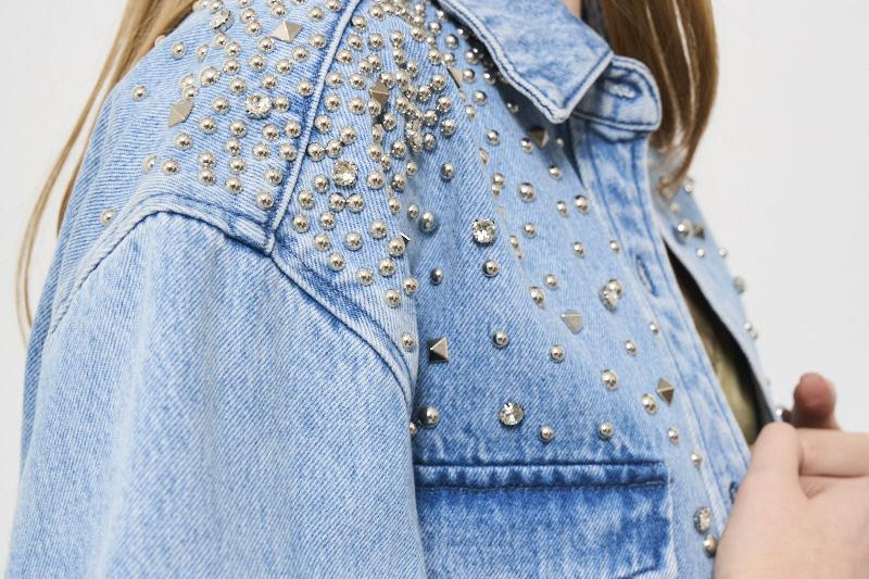 Camicia donna in denim con borchie KENZY BLUEVINTAGE IRO 