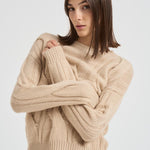 Maglione girocollo trecce donna Nils beige NILS 02ORGANIC KUJTEN 