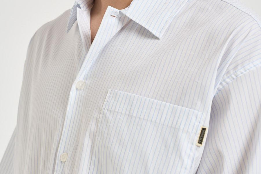 Camicia uomo a righe bianche e azzurre 705 LIGHT BLUE WOODBIRD 
