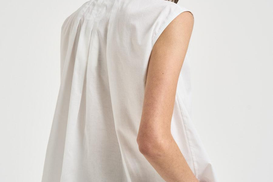 Camicia donna smanicata bianca A06733 8928C01C PESERICO 