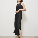Abito donna midi satinato nero AB000037D 9300 HERNO 
