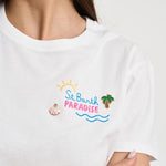 T-shirt donna girocollo bianca con ricamo EMILIE 03646L MC2 SAINT BARTH 