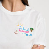 T-shirt donna girocollo bianca con ricamo EMILIE 03646L MC2 SAINT BARTH 