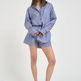 Set camicia e shorts donna over a righe blu TM196419B BLUEROUGENOIR THE ANDAMANE 