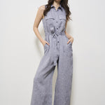 Tuta donna intera in lino grigio S02174 02600962 PESERICO 