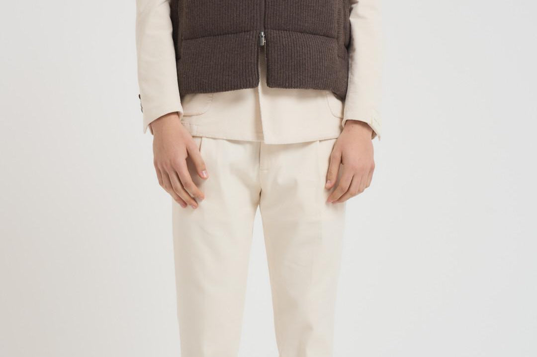 Gilet uomo a coste marrone LEEDSKNIT 13NUT MC2 SAINT BARTH 