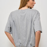 T-shirt donna girocollo cropped grigia 104257 A2F8I42 PINKO 