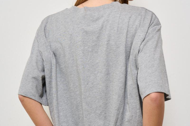 T-shirt donna girocollo cropped grigia 104257 A2F8I42 PINKO 