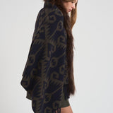 Mantella donna con pelliccia blu STOLA 4211428 BAZAR DELUXE 
