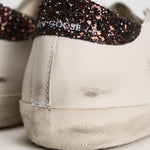 Sneakers donna Super Star bianche e glitter marroni GWF00101 F00812212386 GOLDEN GOOSE 