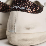 Sneakers donna Super Star bianche e glitter marroni GWF00101 F00812212386 GOLDEN GOOSE 