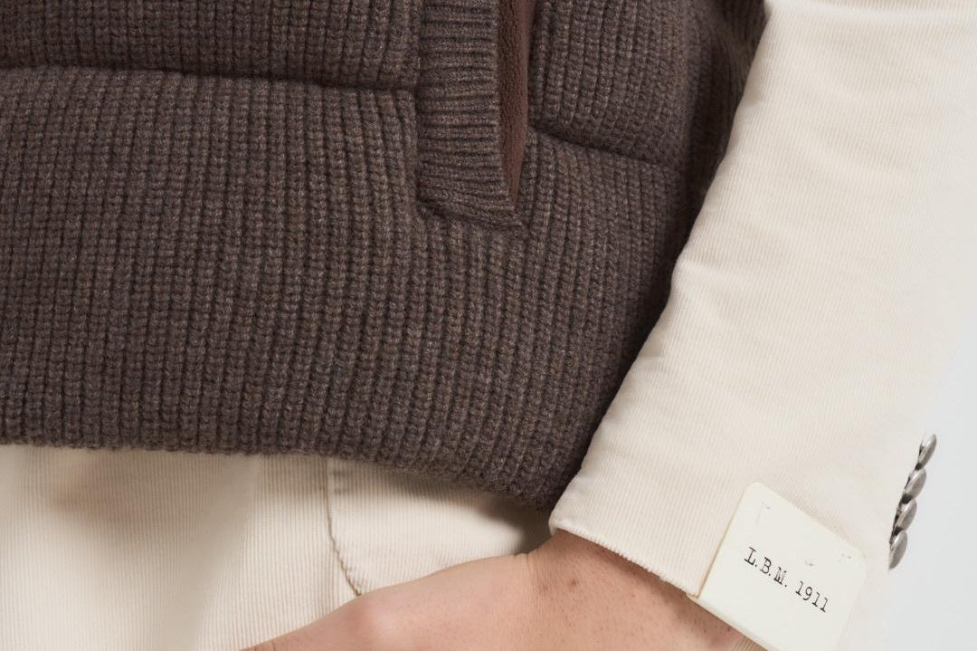 Gilet uomo a coste marrone LEEDSKNIT 13NUT MC2 SAINT BARTH 